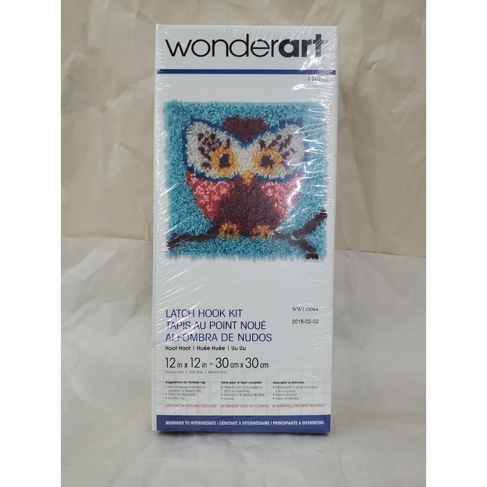 Wonderart Latch Hook Kit (12×12") Beginner/Intermediate Hoot Hoot Owl/Crafting